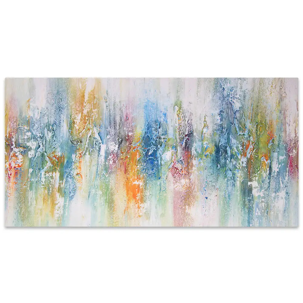 Cuadro abstracto de colores con textura pintado a mano