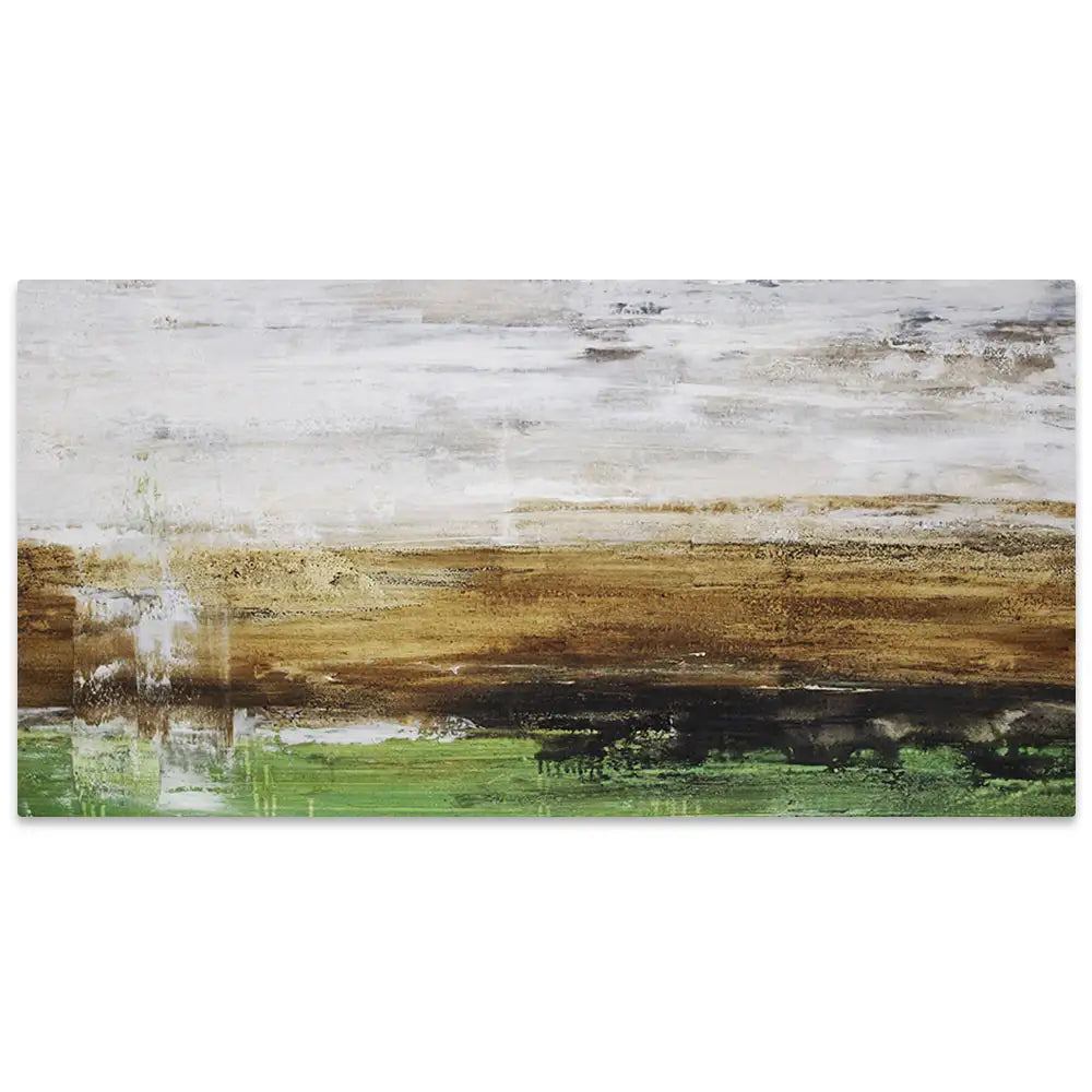 Cuadro pintado a mano moderno con contraste en tonos tierra y verde