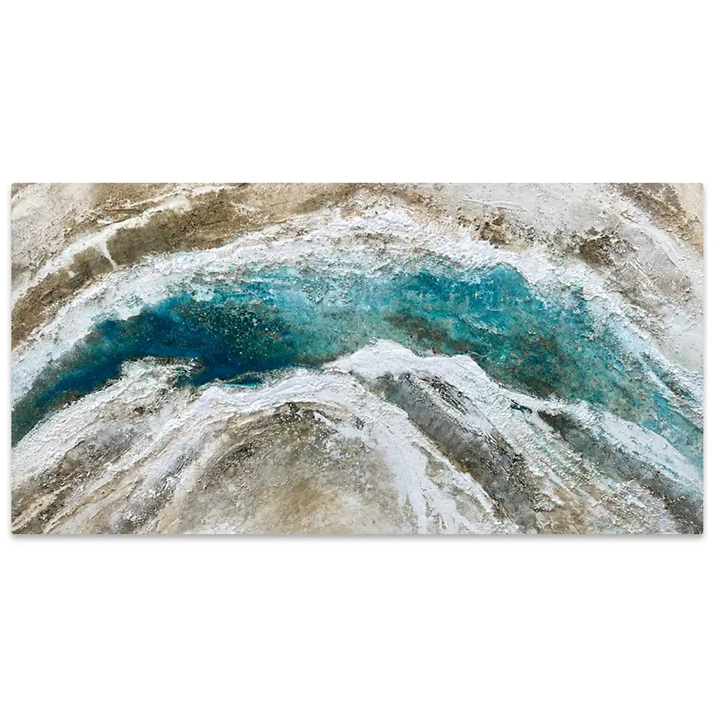 Cuadro pintado a mano para salón en tonos naturales y movimiento visual