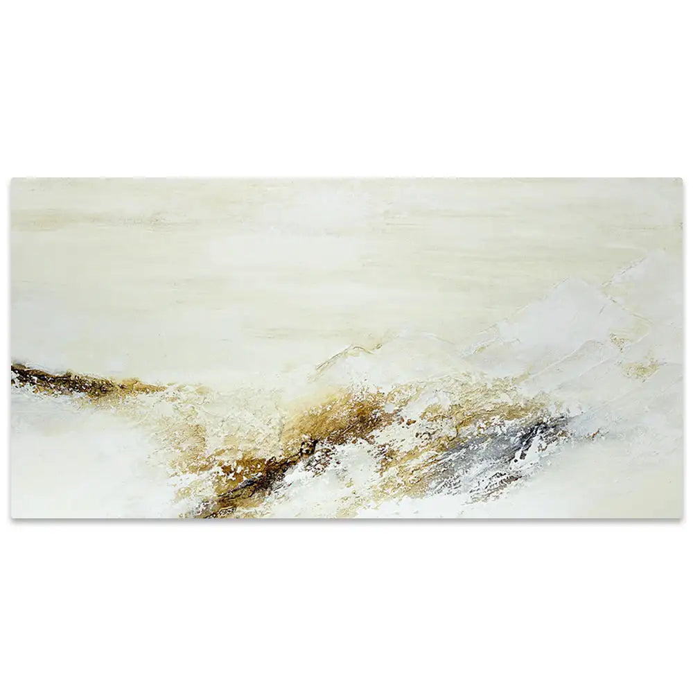 Cuadro pintado a mano con relieve en tonos tierra y blanco