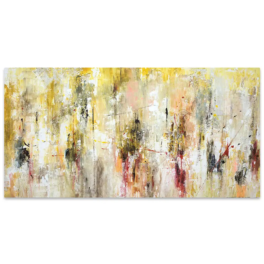 Cuadro abstracto amarillo gestual en tonos ocres