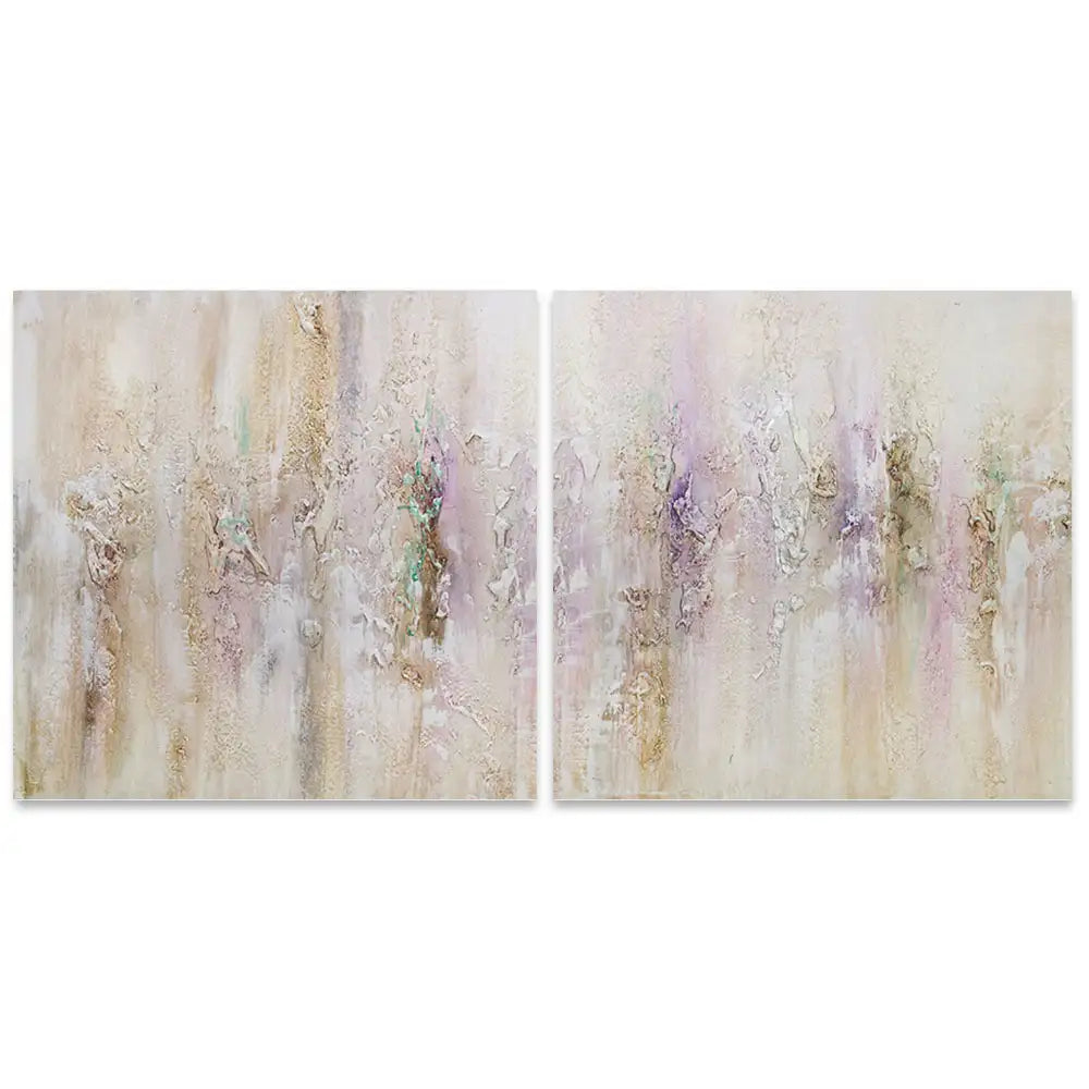 Cuadro pintado a mano con relieve en tonos metálicos suaves