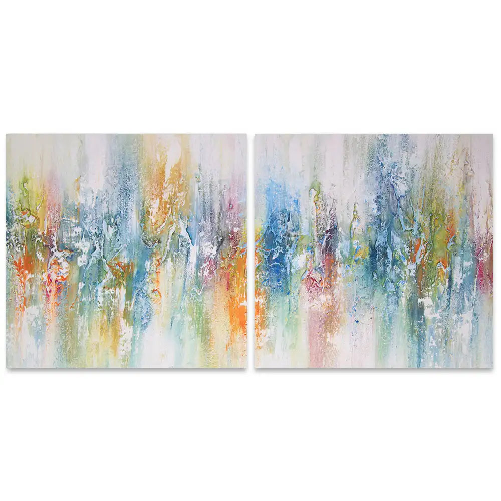 Cuadro abstracto de colores con textura pintado a mano
