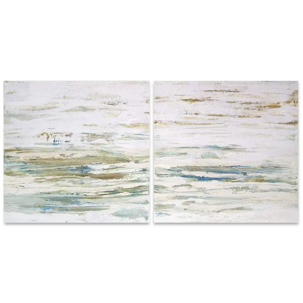 Cuadro pintado a mano inspirado en el mar abstracto contemporáneo