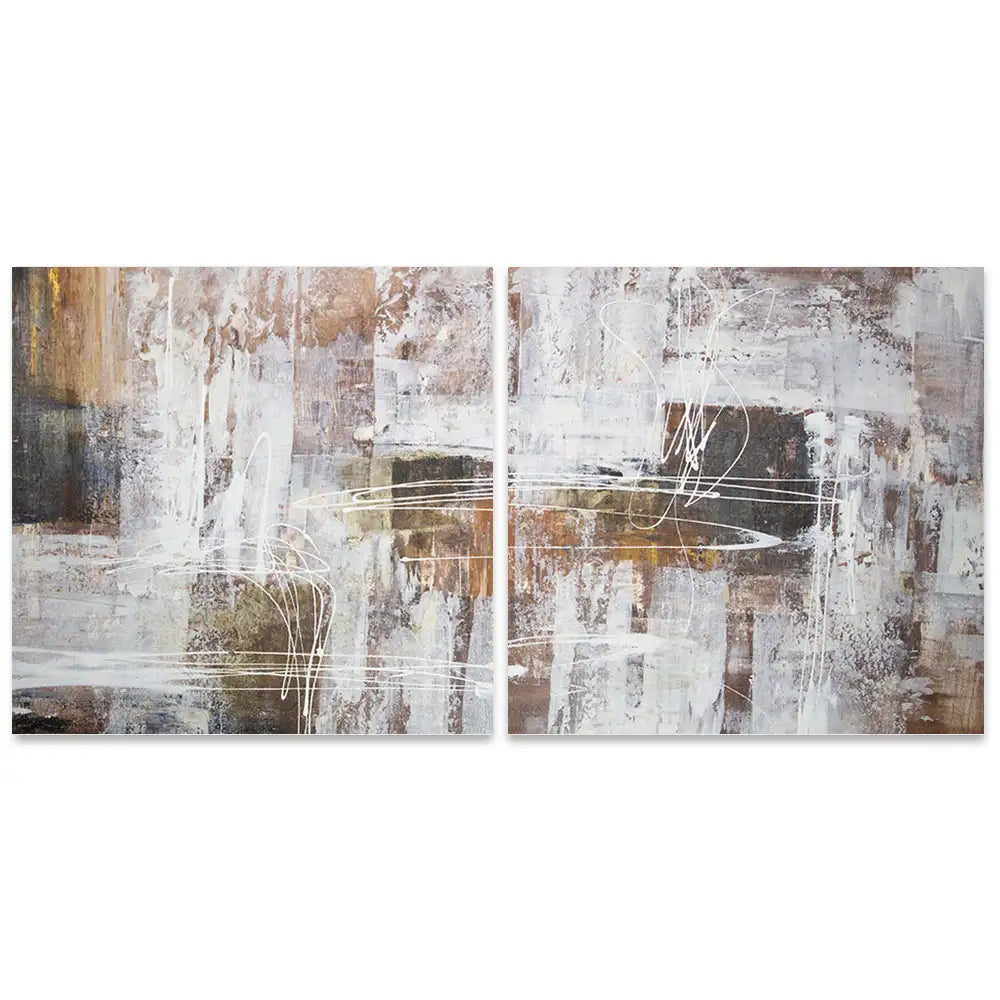 Cuadro abstracto moderno pintado a mano con líneas en blanco
