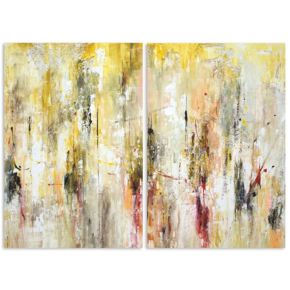 Cuadro abstracto amarillo gestual en tonos ocres