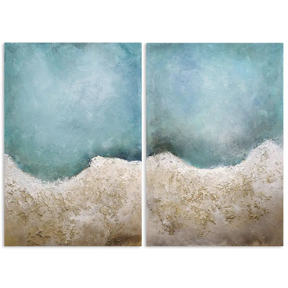 Cuadro azul turquesa inspirado en el mar con textura