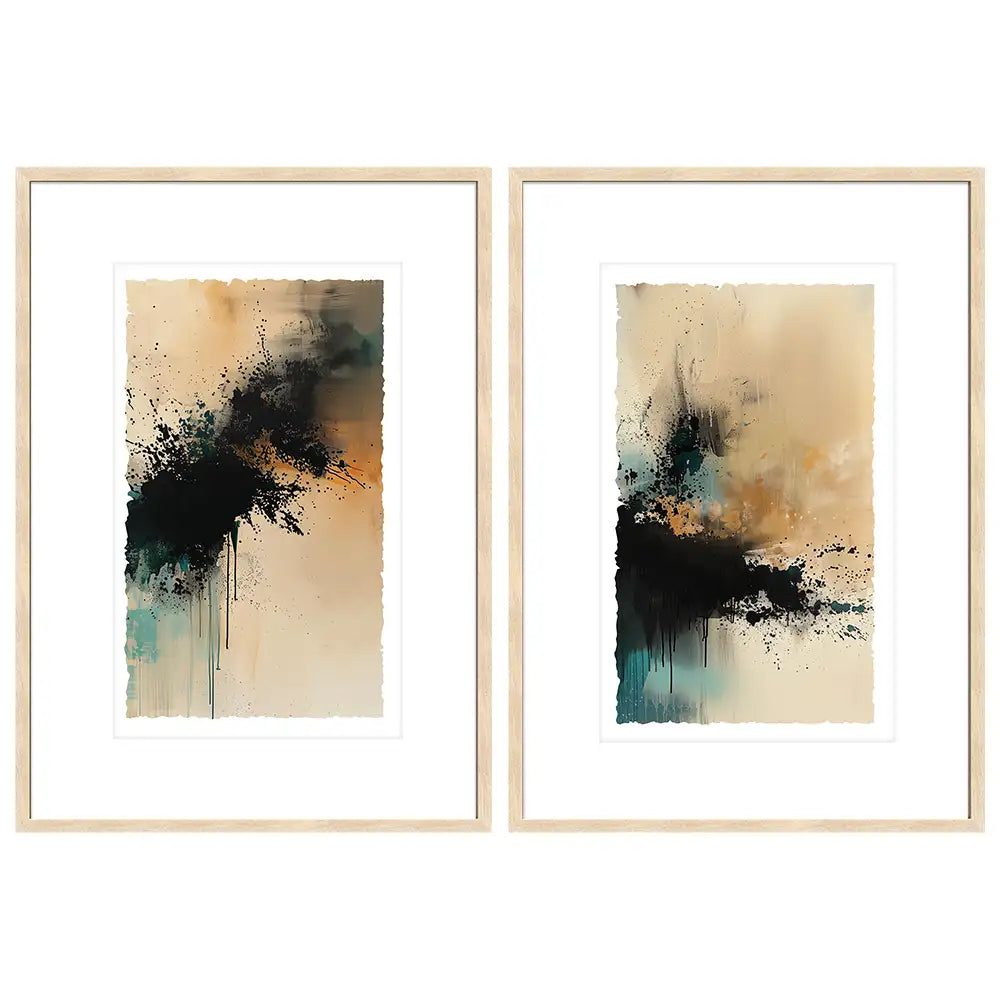 Cuadros abstractos originales con paspartu | Japandi