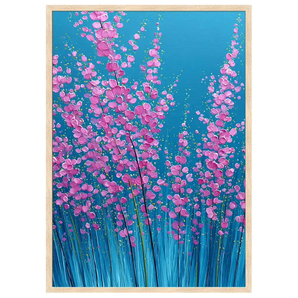 Cuadros modernos de flores | Azul y rosado