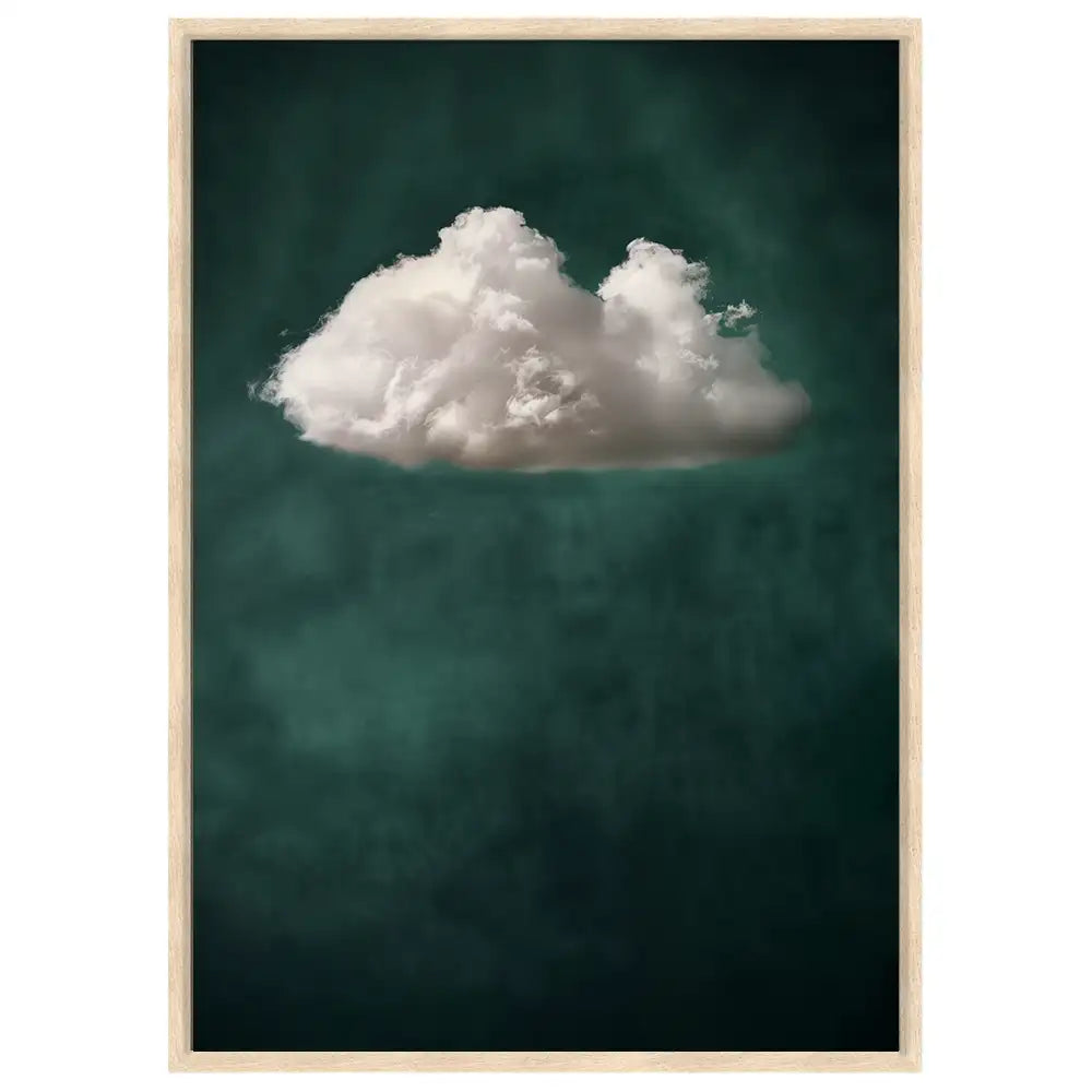 Cuadro abstracto | Verde profundo y nube blanca