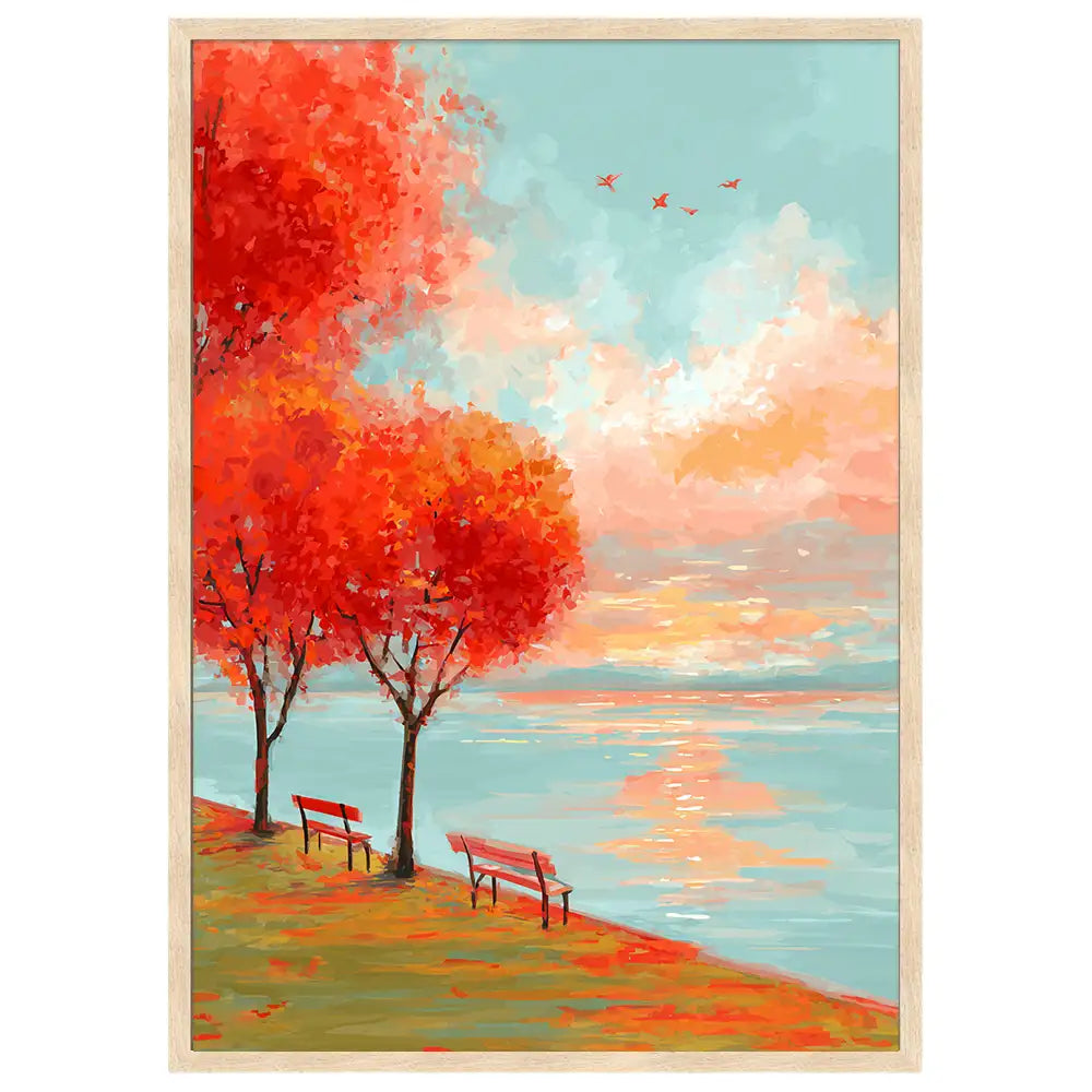 Cuadros de naturaleza vibrante: árboles y mar | Estilo Fauvista