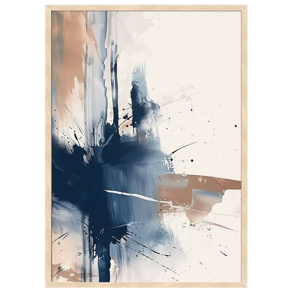 Cuadro abstracto en azul y beige | Impacto visual moderno