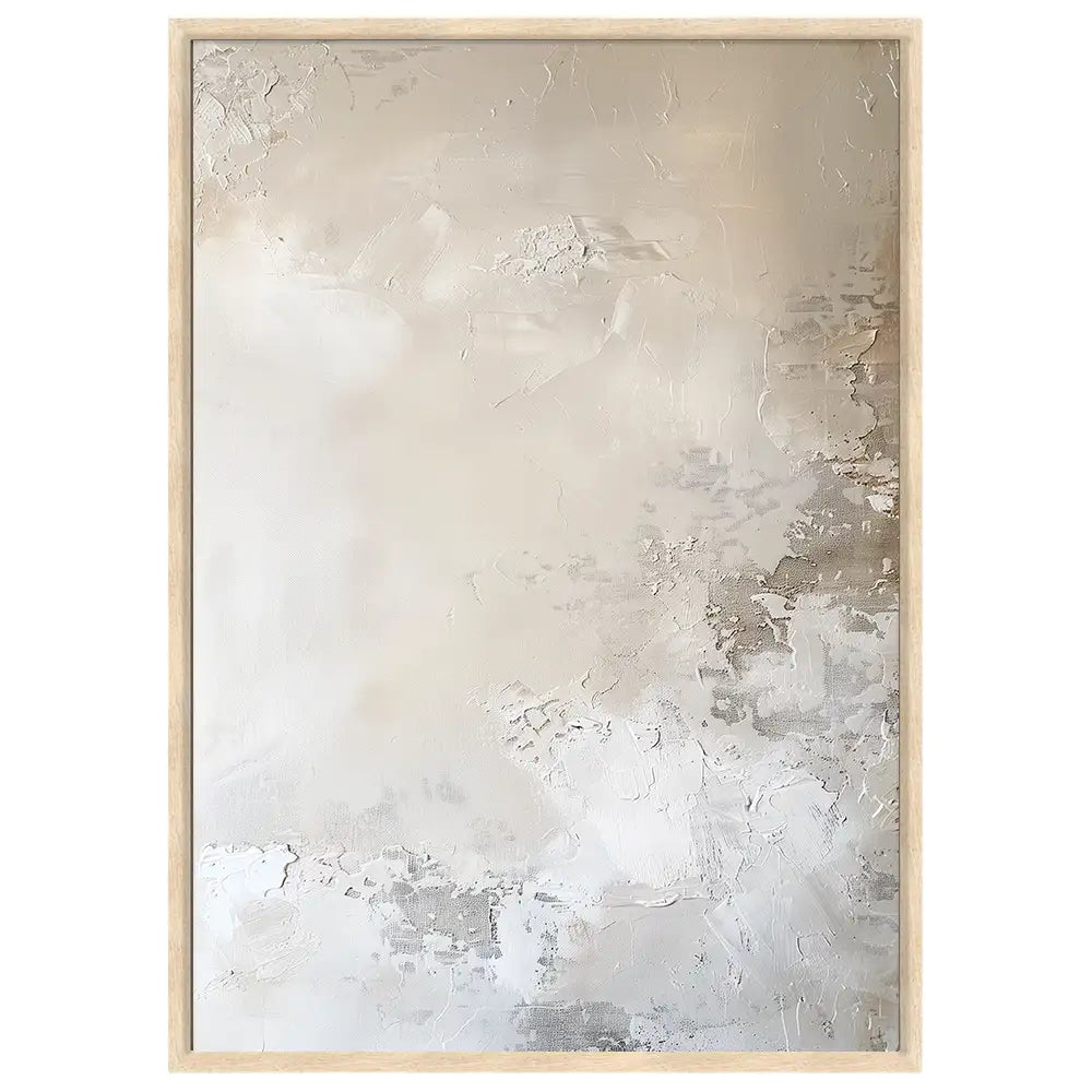 Cuadro abstracto blanco y beige | Textura en calma