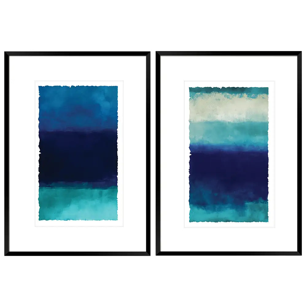 Cuadros con paspartú en tonos azules | Abstracto