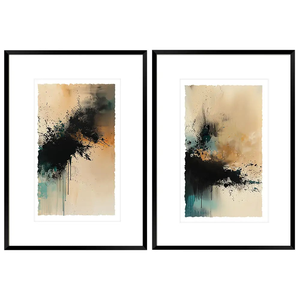 Cuadros abstractos originales con paspartu | Japandi