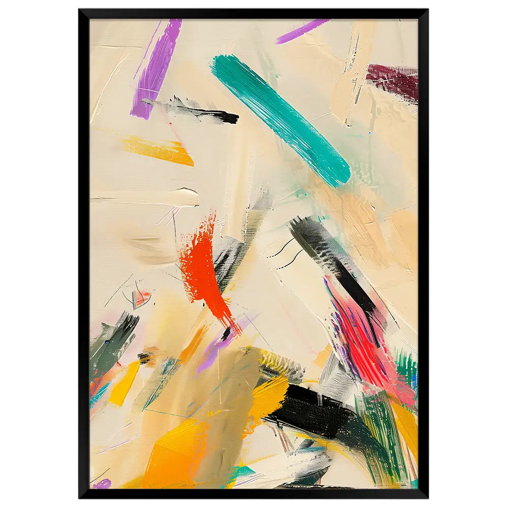 Cuadro abstracto con trazo libre y energía cromática