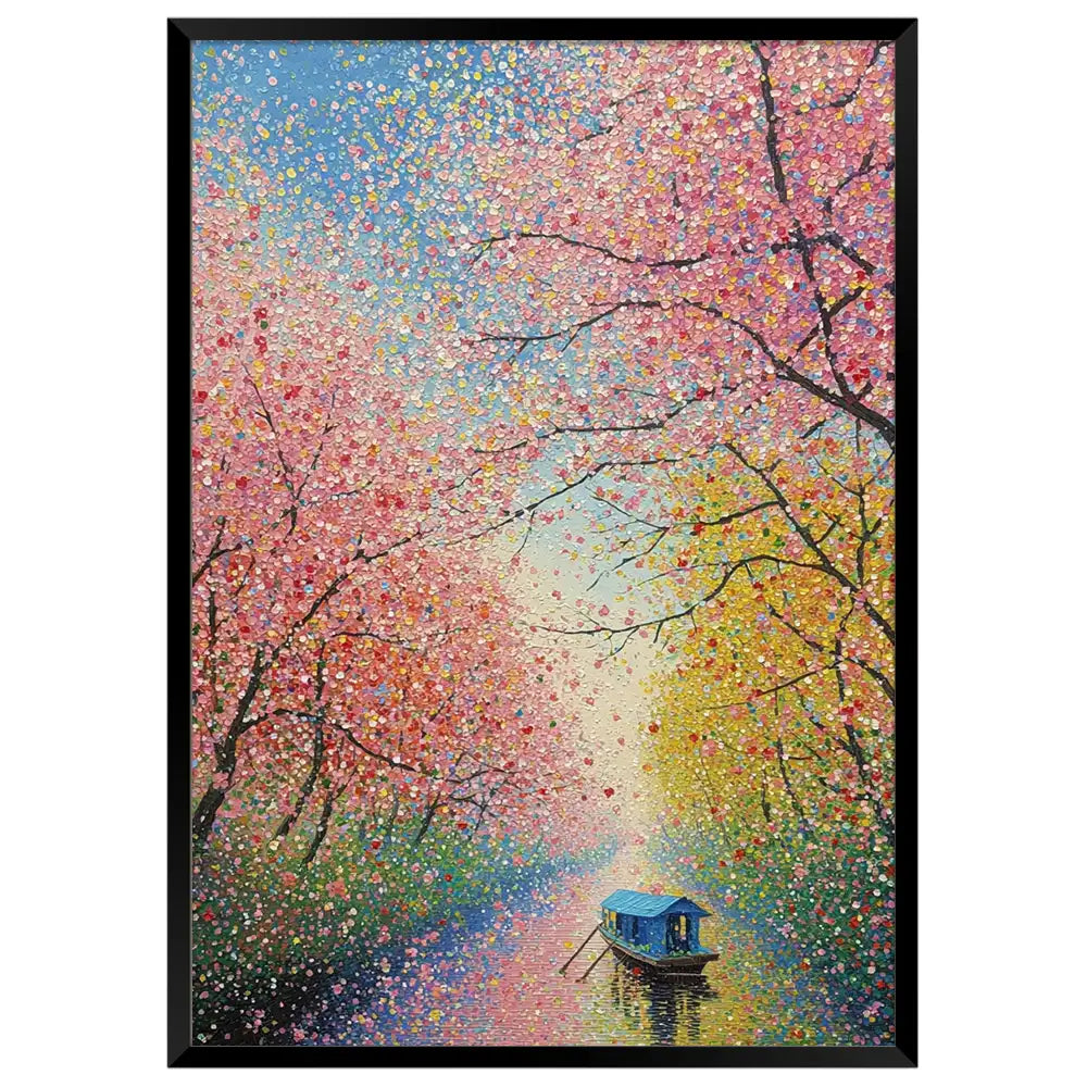 Cuadro de Paisaje Japonés con Cerezos | Tonos pastel