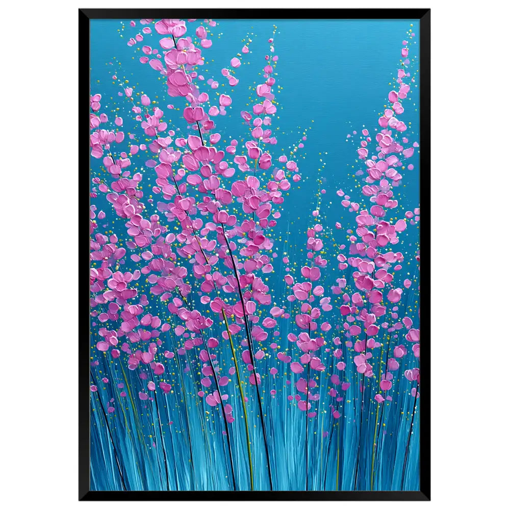 Cuadros modernos de flores | Azul y rosado