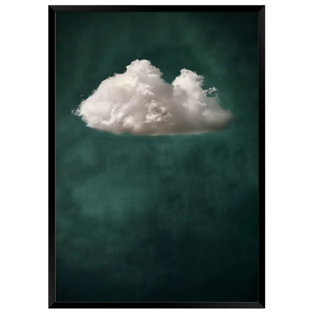 Cuadro abstracto | Verde profundo y nube blanca