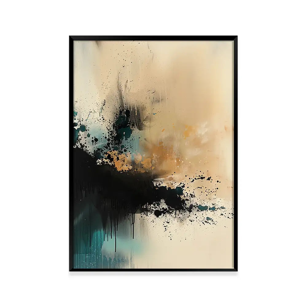 Cuadro abstracto en negro y beige | Profundidad visual elegante