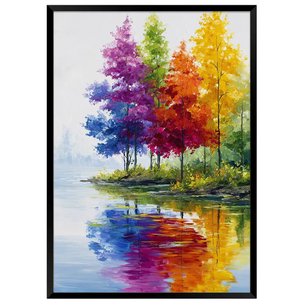 Cuadro paisaje moderno en colores del arcoíris | Estilo Contemporáneo