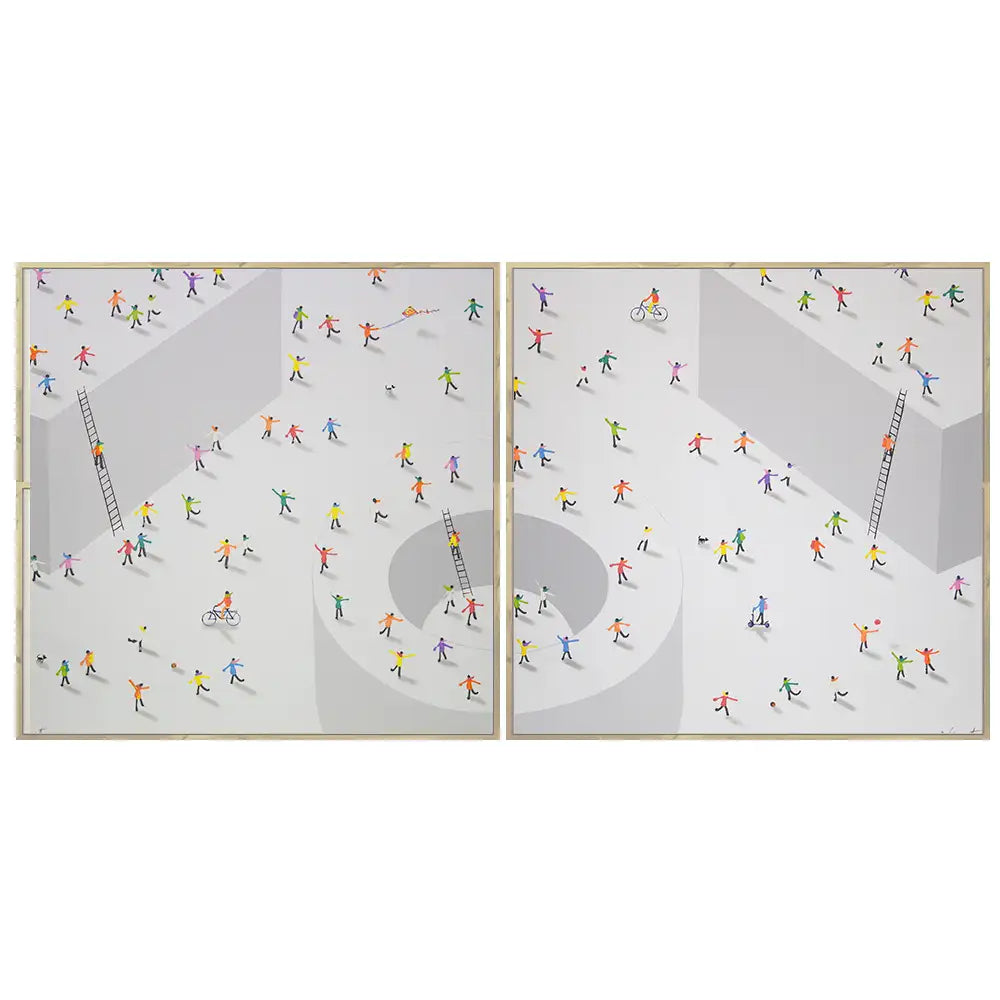 Cuadro arte abstracto pintado a mano en acrílico con figuras