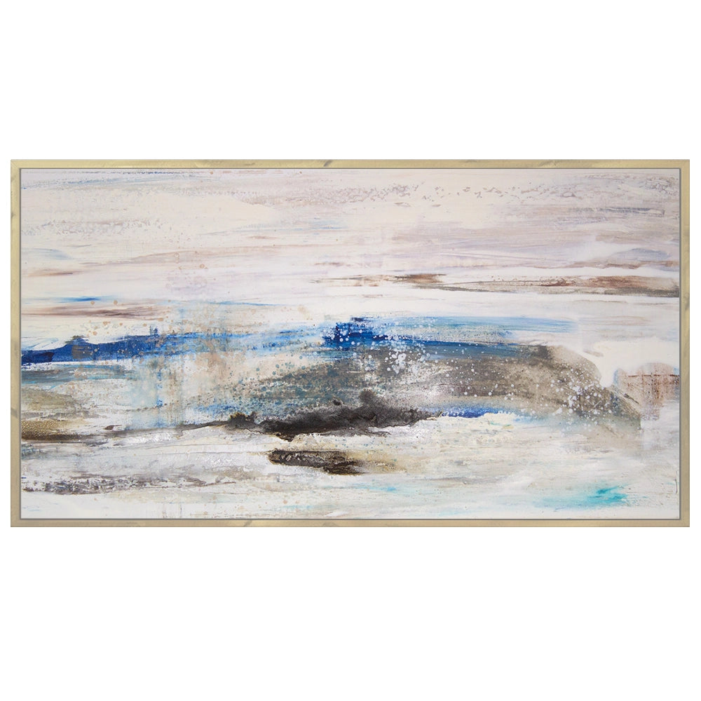 Cuadros abstractos azules pintados a mano en relieve