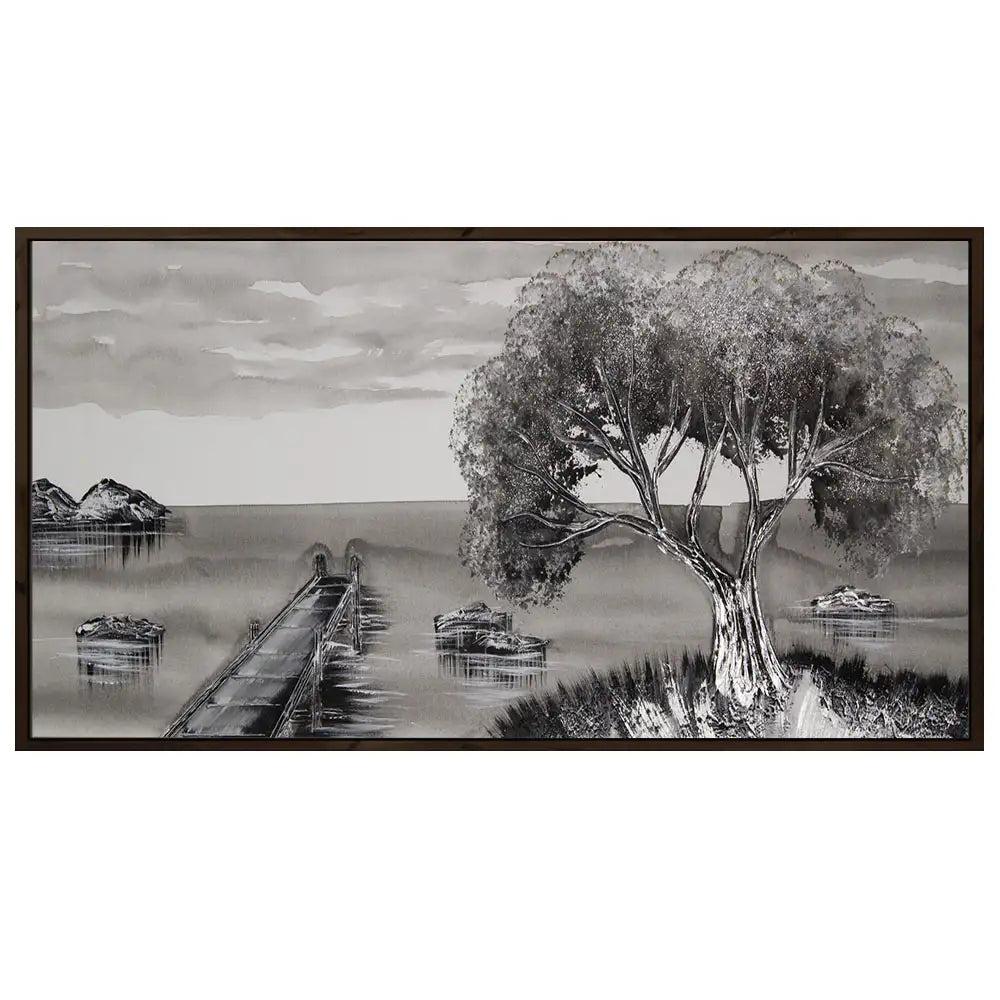 Cuadro monocromo en blanco y negro pintado a mano