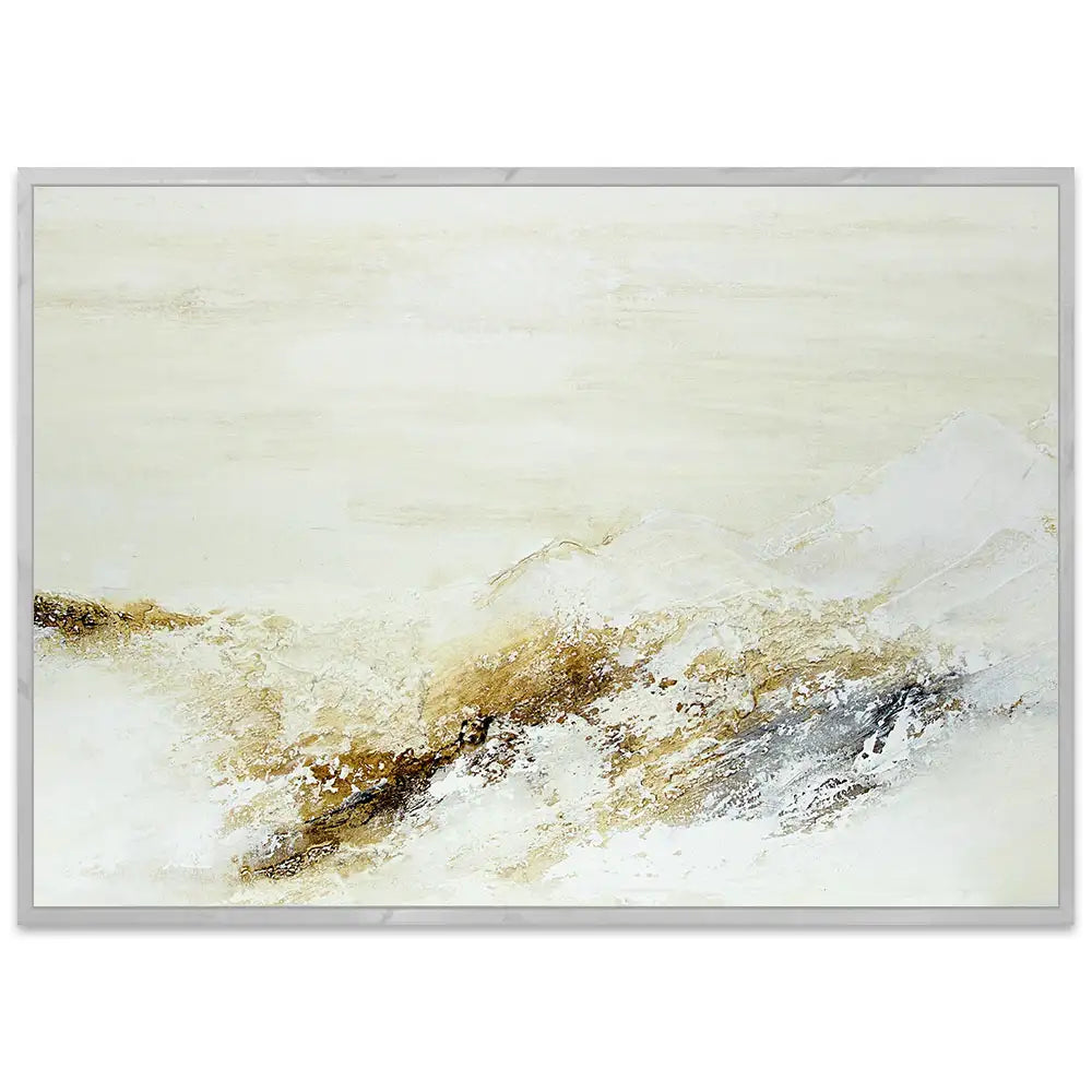 Cuadro pintado a mano con relieve en tonos tierra y blanco