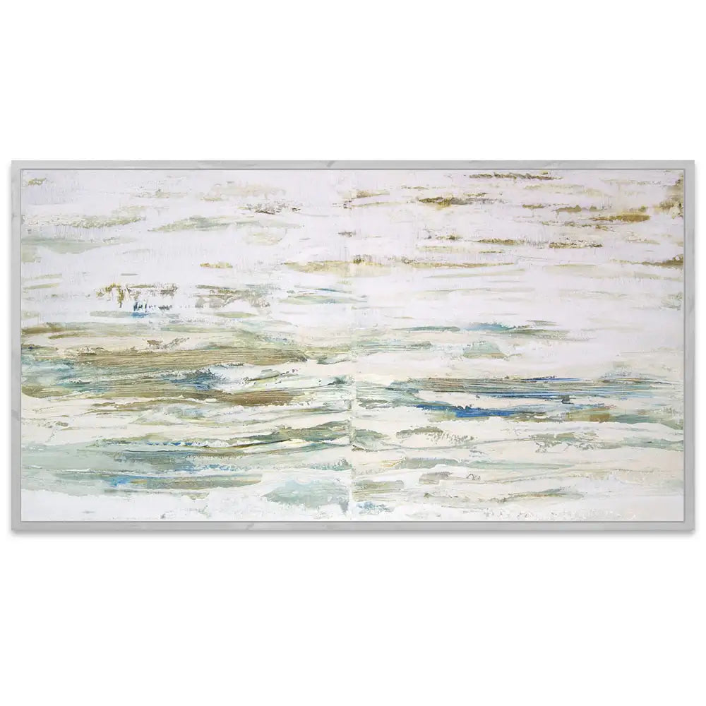Cuadro pintado a mano inspirado en el mar abstracto contemporáneo