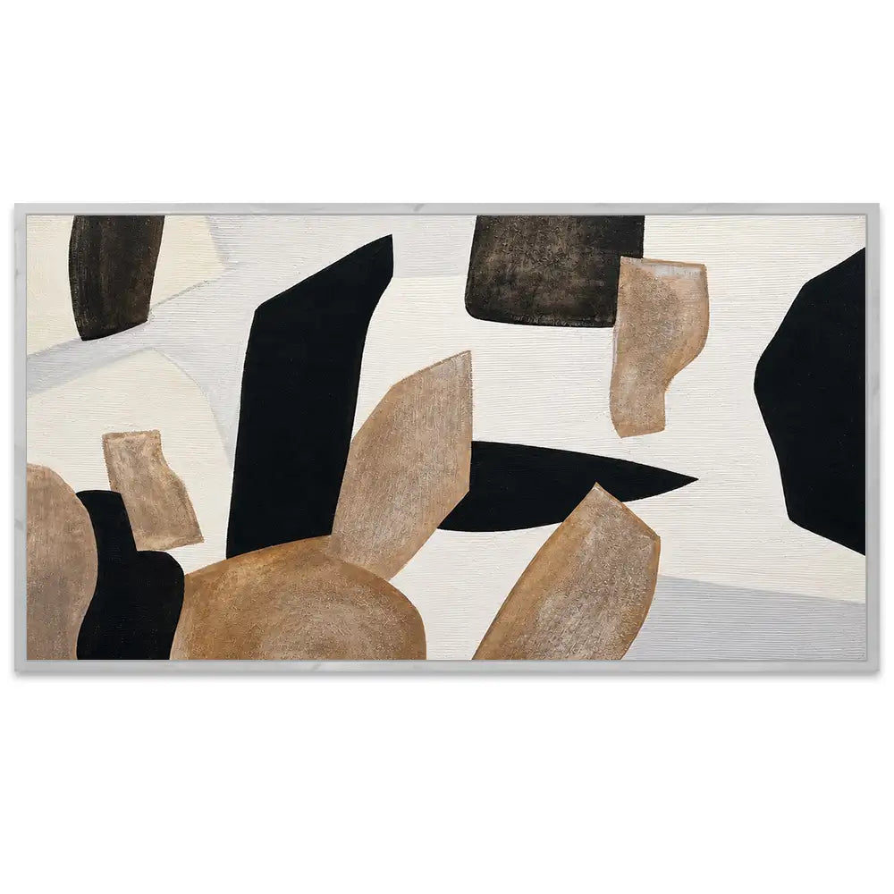 Cuadro abstracto pintado a mano con formas orgánicas