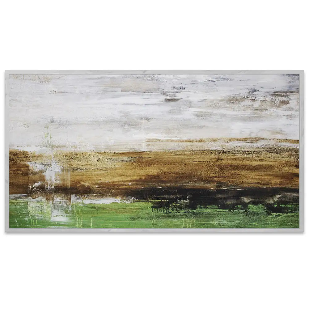 Cuadro pintado a mano moderno con contraste en tonos tierra y verde