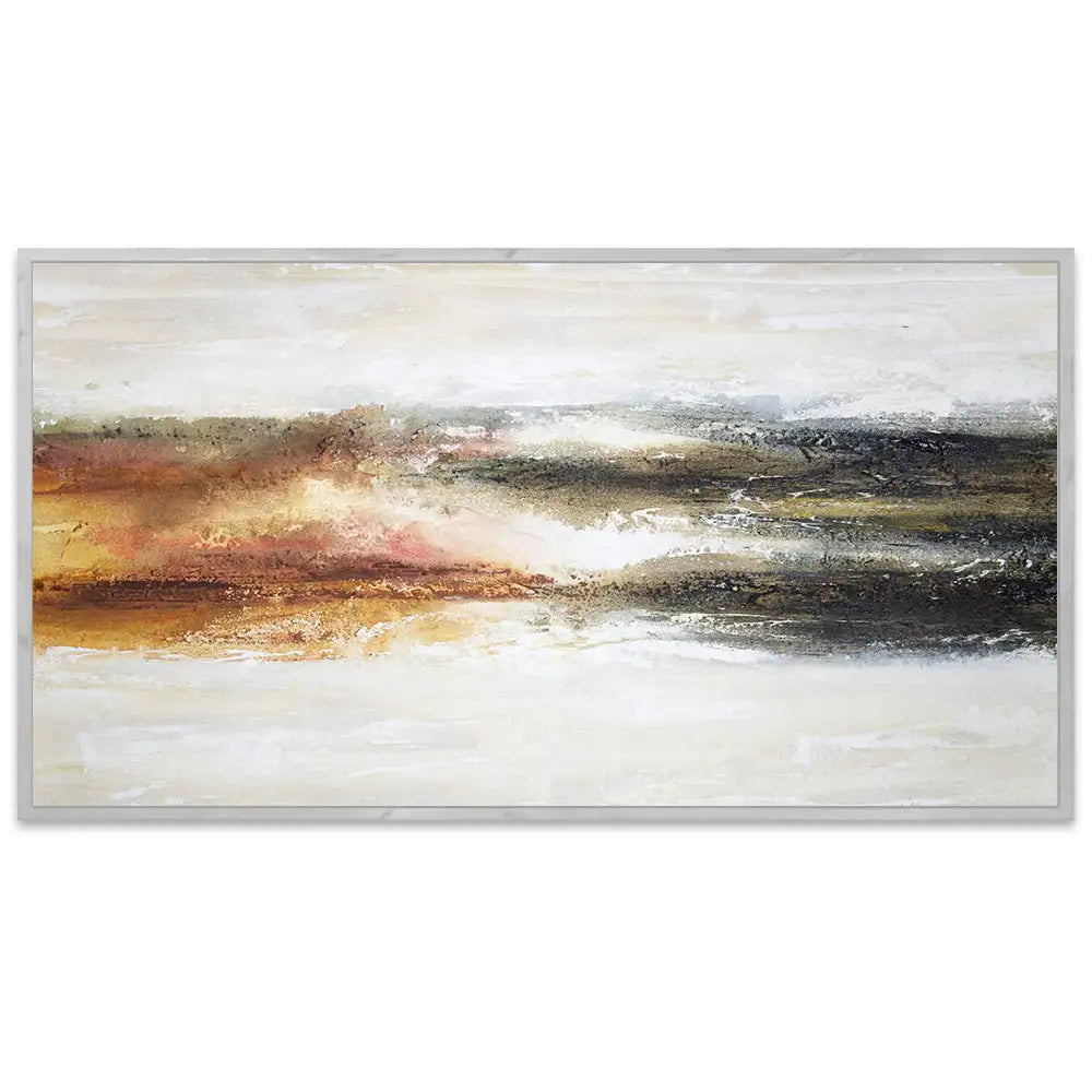 Cuadro abstracto pintado a mano en tonos tierra quemada