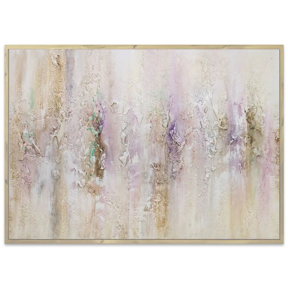 Cuadro pintado a mano con relieve en tonos metálicos suaves