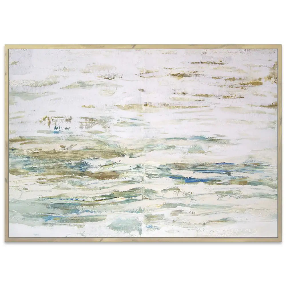 Cuadro pintado a mano inspirado en el mar abstracto contemporáneo