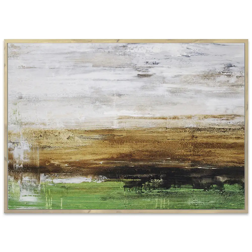 Cuadro pintado a mano moderno con contraste en tonos tierra y verde