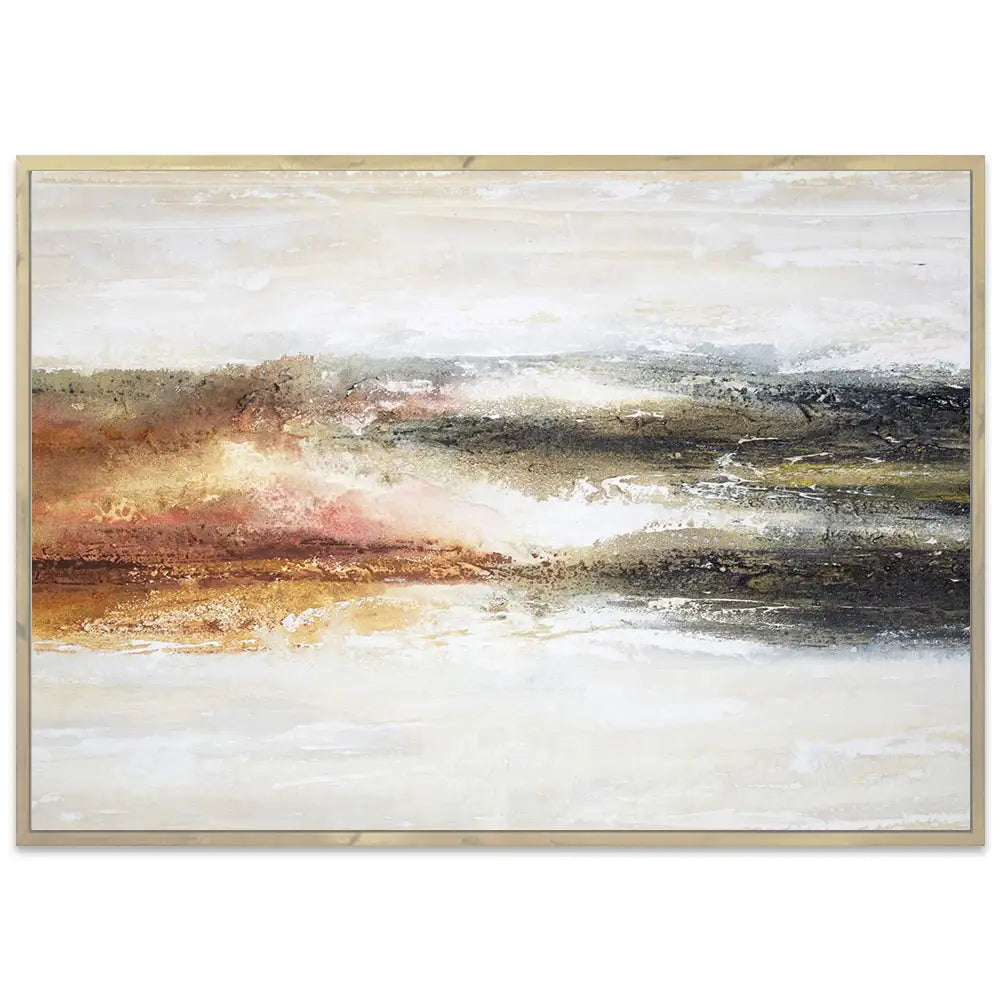 Cuadro abstracto pintado a mano en tonos tierra quemada