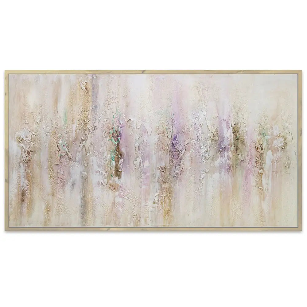 Cuadro pintado a mano con relieve en tonos metálicos suaves