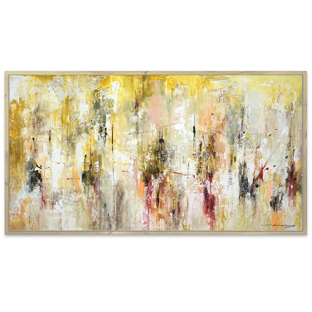 Cuadro abstracto amarillo gestual en tonos ocres