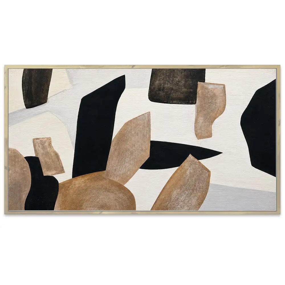 Cuadro abstracto pintado a mano con formas orgánicas