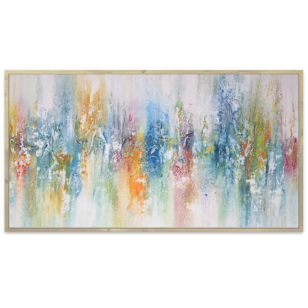 Cuadro abstracto de colores con textura pintado a mano