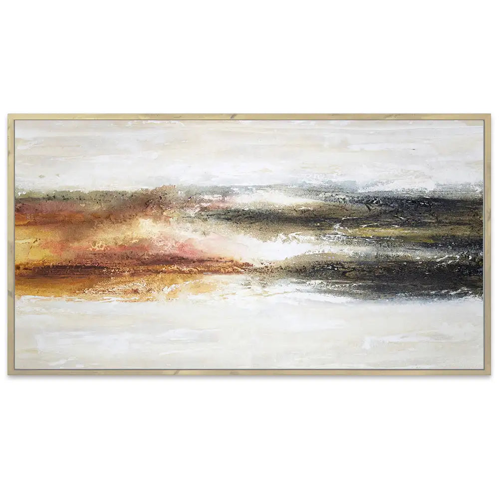 Cuadro abstracto pintado a mano en tonos tierra quemada