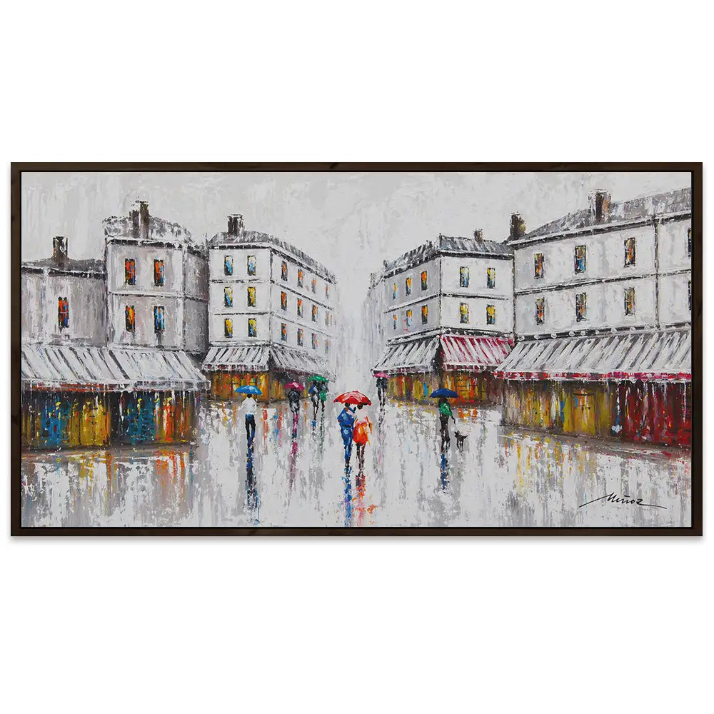 Cuadro con color urbano | Pinturas de ciudad bajo la lluvia