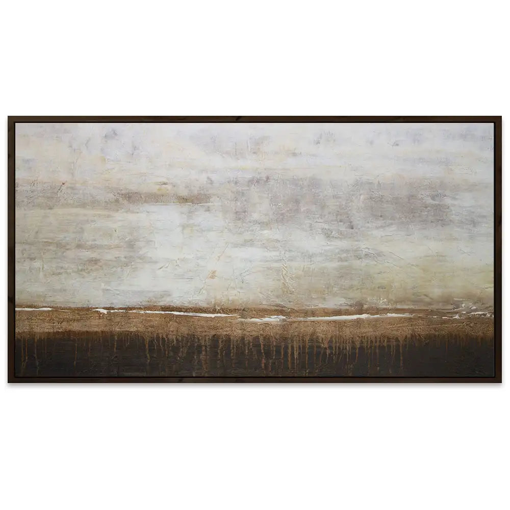 Cuadro de pintura abstracta en tonos tierra y blanco texturizado