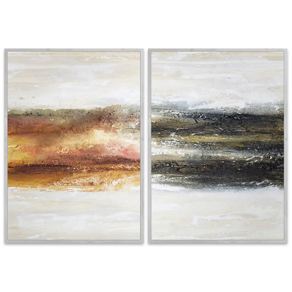 Cuadro abstracto pintado a mano en tonos tierra quemada