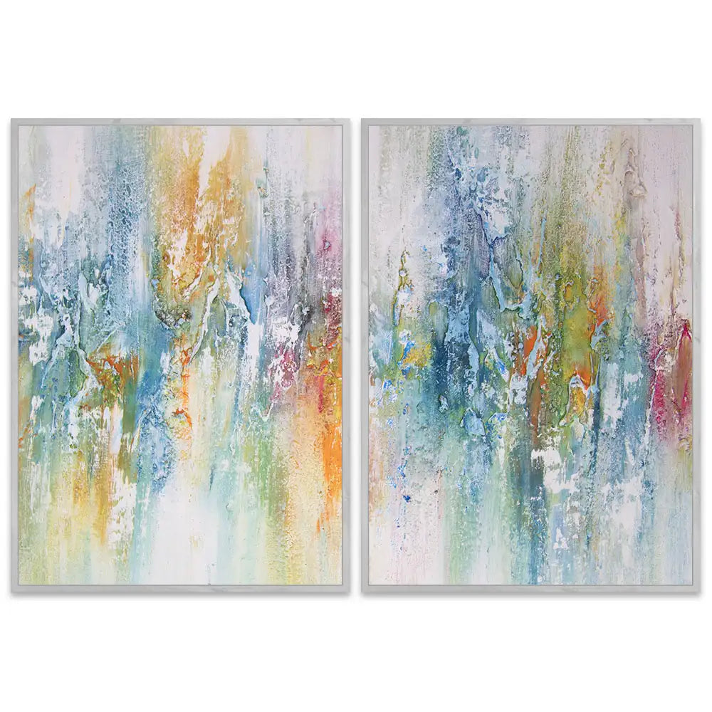 Cuadro abstracto de colores con textura pintado a mano