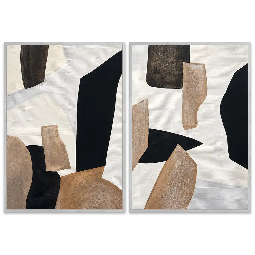 Cuadro abstracto pintado a mano con formas orgánicas