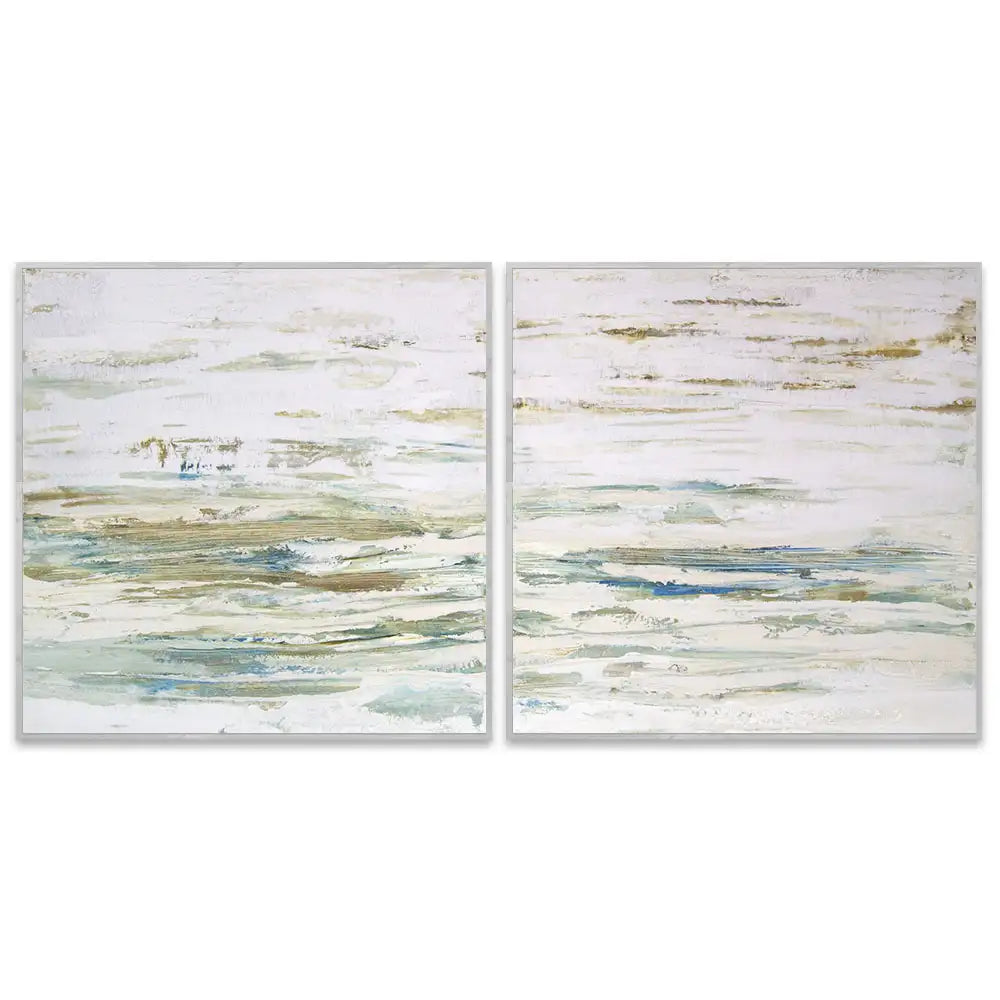 Cuadro pintado a mano inspirado en el mar abstracto contemporáneo