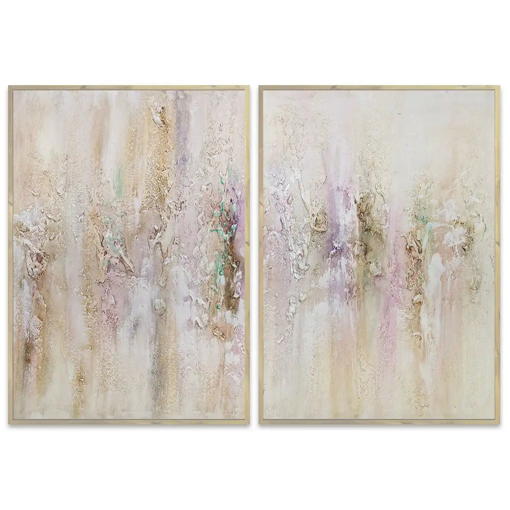 Cuadro pintado a mano con relieve en tonos metálicos suaves