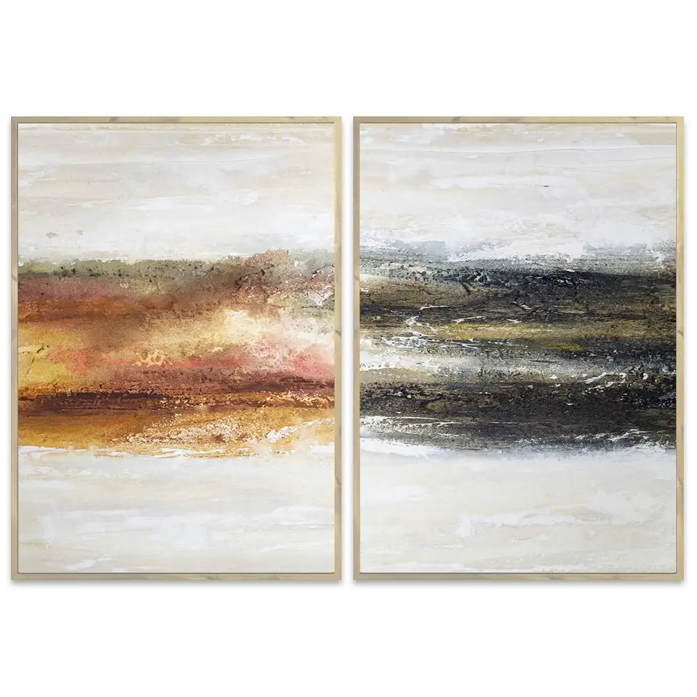 Cuadro abstracto pintado a mano en tonos tierra quemada